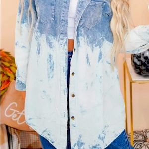 Acid Wash Corduroy Shacket - Peach Love